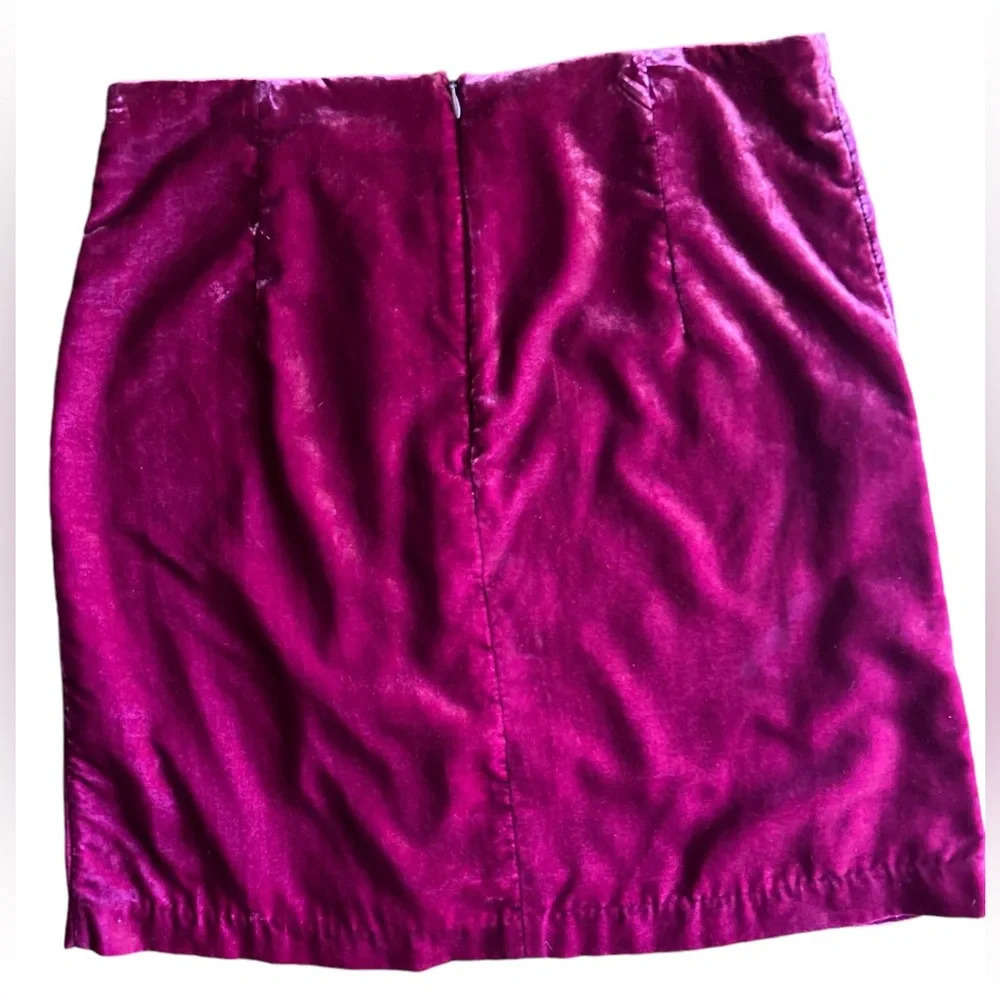 Anthropologie Size 12 Red Raspberry Velvet Mini Skirt - Picture 5 of 9